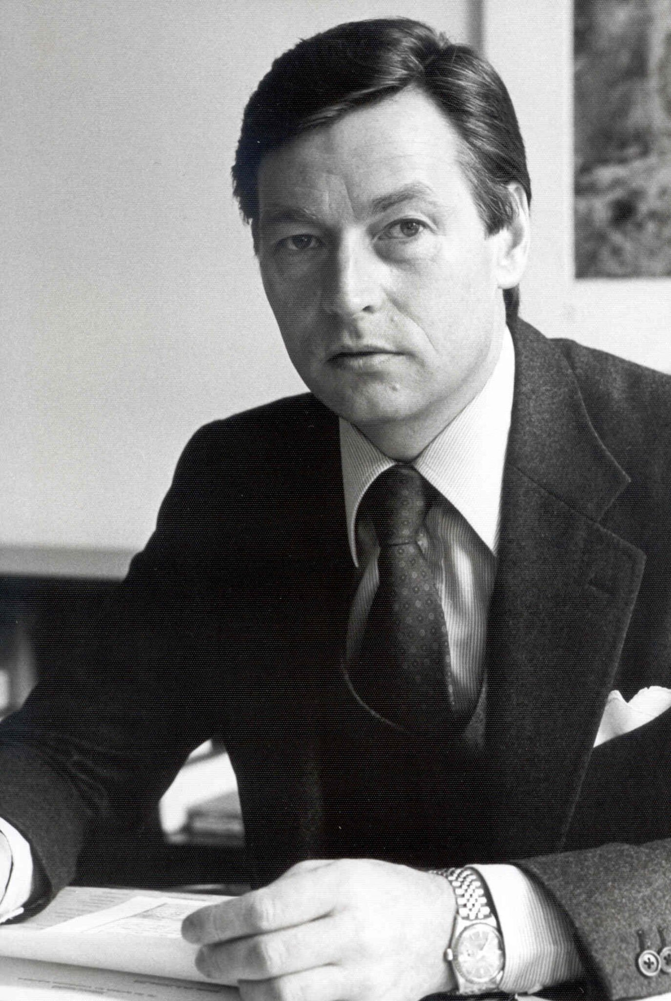 Alfred Herrhausen, Bettina Herrhausens Vater, im Jahr 1985